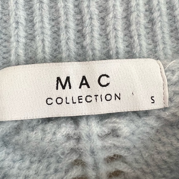 MAC collection Sky Blue Knit Sweater cream bows ties on sides size small - Picture 8 of 9